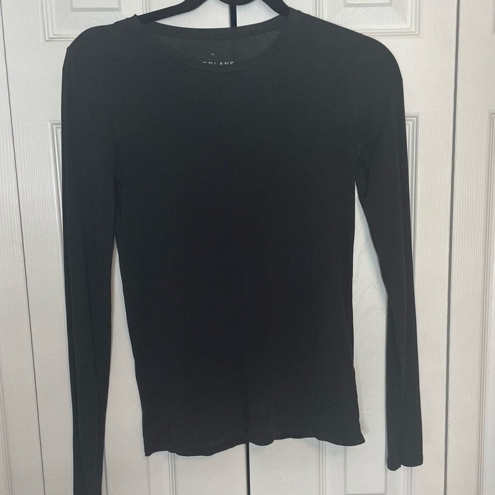 Everlane Women’s The Pima Stretch Long Sleeve Tee Crew Neck Black Size XSmall